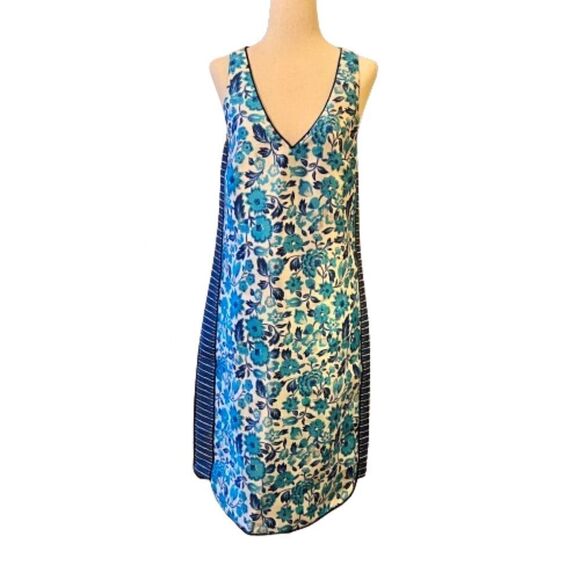 J. Crew Dresses & Skirts - NWOT J.Crew Collection Blue White Floral Silk Blend V-Neck Shift Dress Size 2
